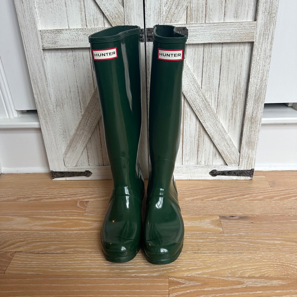 Hunter Womens Original Tall Rain Boot Gloss Green 8